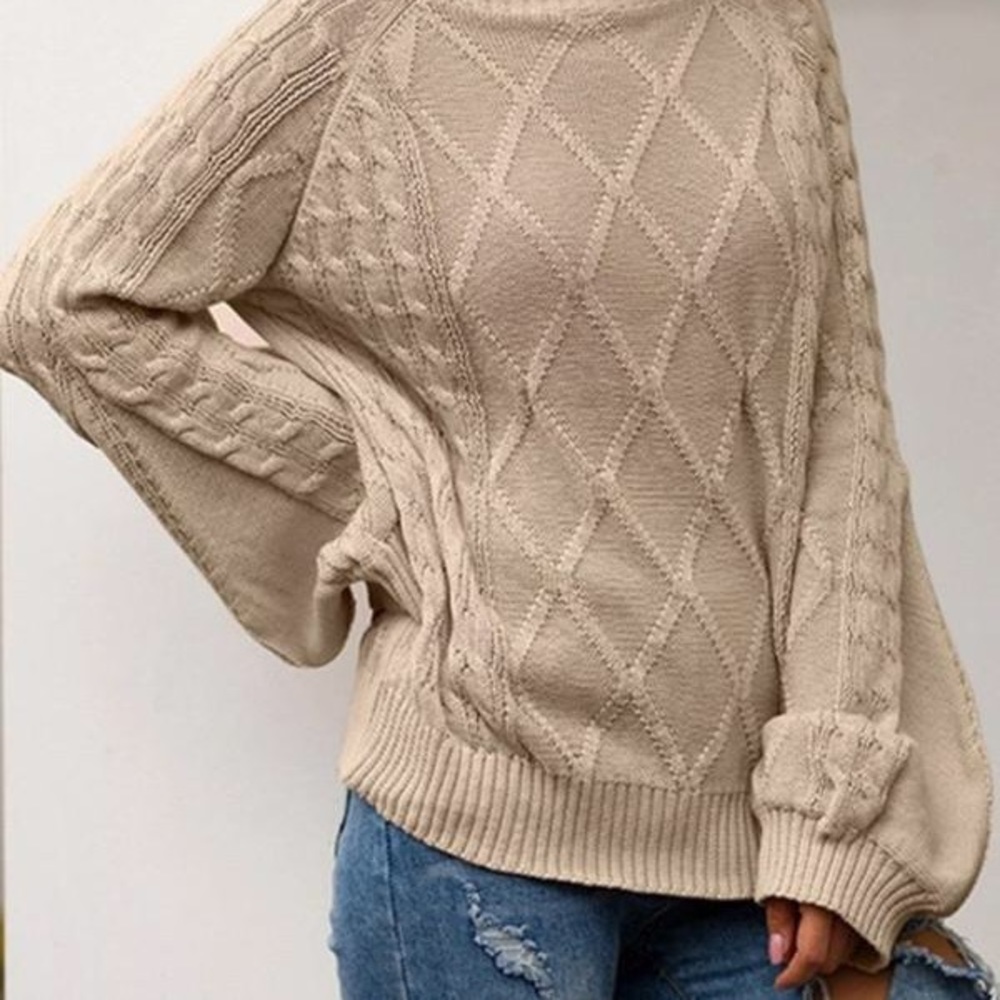 Mock Neck Bishop Sleeve Knit Sweater - Picture 3 of 6